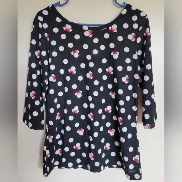 Disney Parks Minnie Mouse Red Bow Open Back 3/4 Sleeve Top Size Medium - Picture 1 of 5